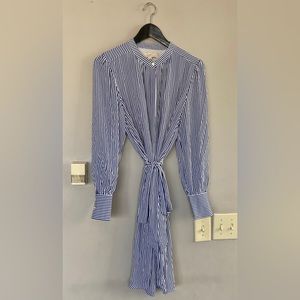 NEW WO TAG LOFT Blue and White Striped Tie Waist Dress size M